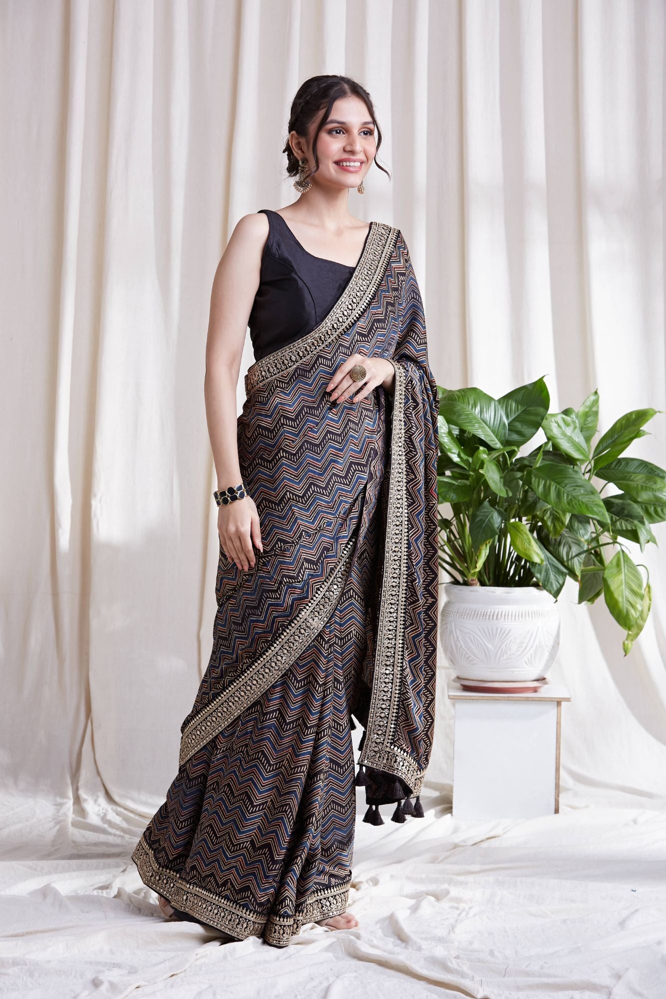 Hasttvam Azha Modal Ajrakh SareeHasttvam Azha Modal Ajrakh Saree