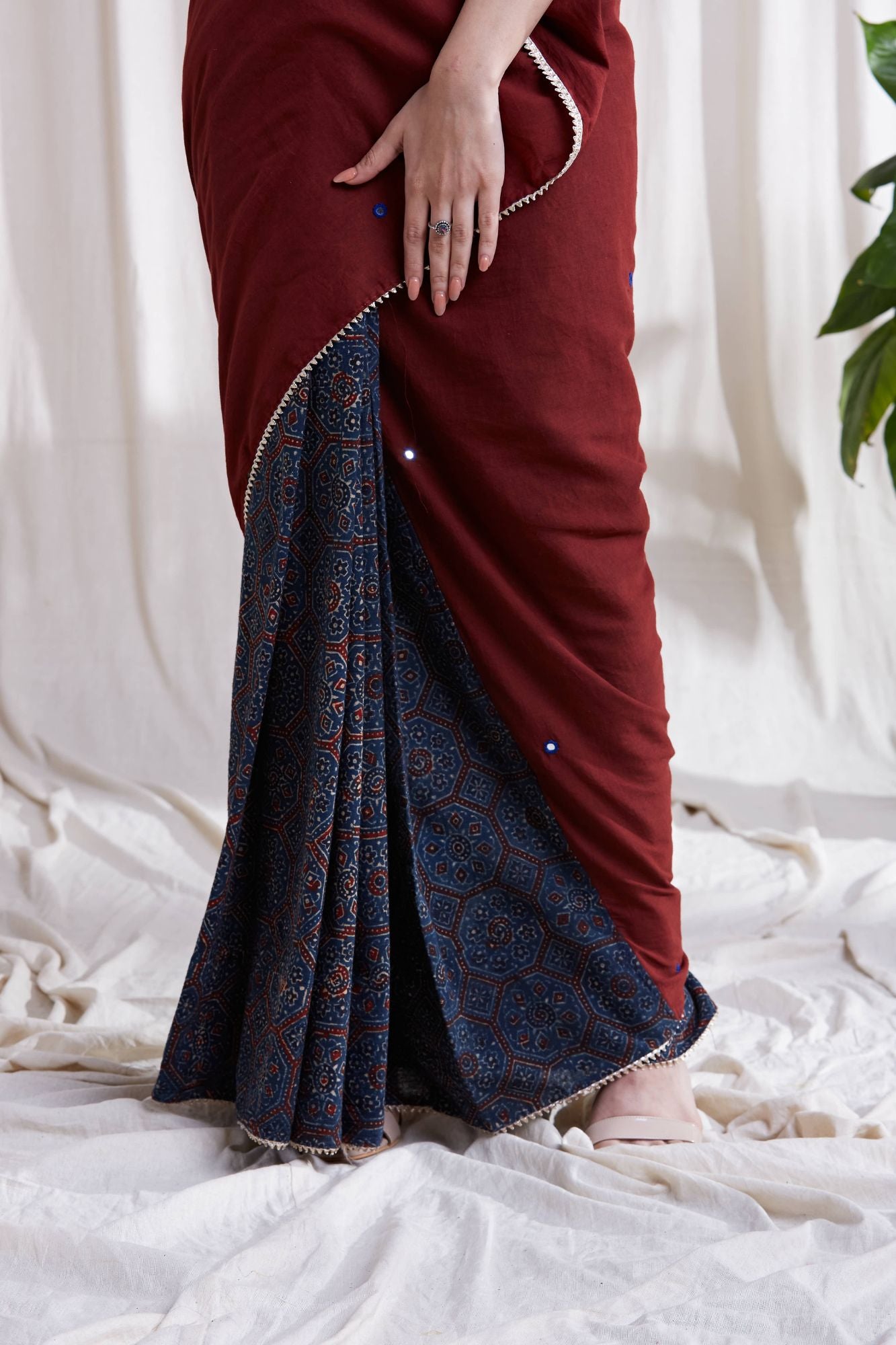 Buy Beige-Red Kala Cotton Saree Online at Jaypore.com