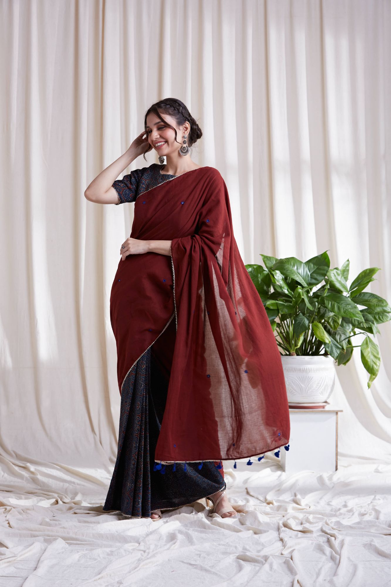 Hasttvam Sitara Kala Cotton Ajrakh Saree