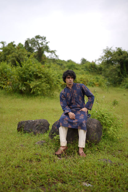 Hasttvam Indigo floral mens kurta